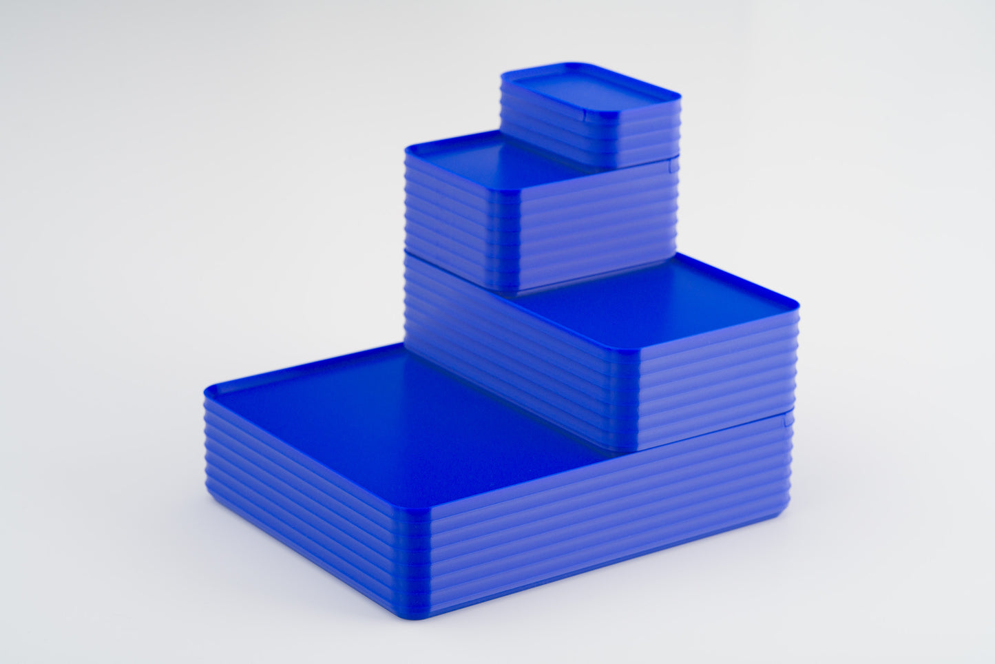 Z Co Projects Rib Series box cobalt blue set of four mini, small, original, and double-wide displayed on a white background.