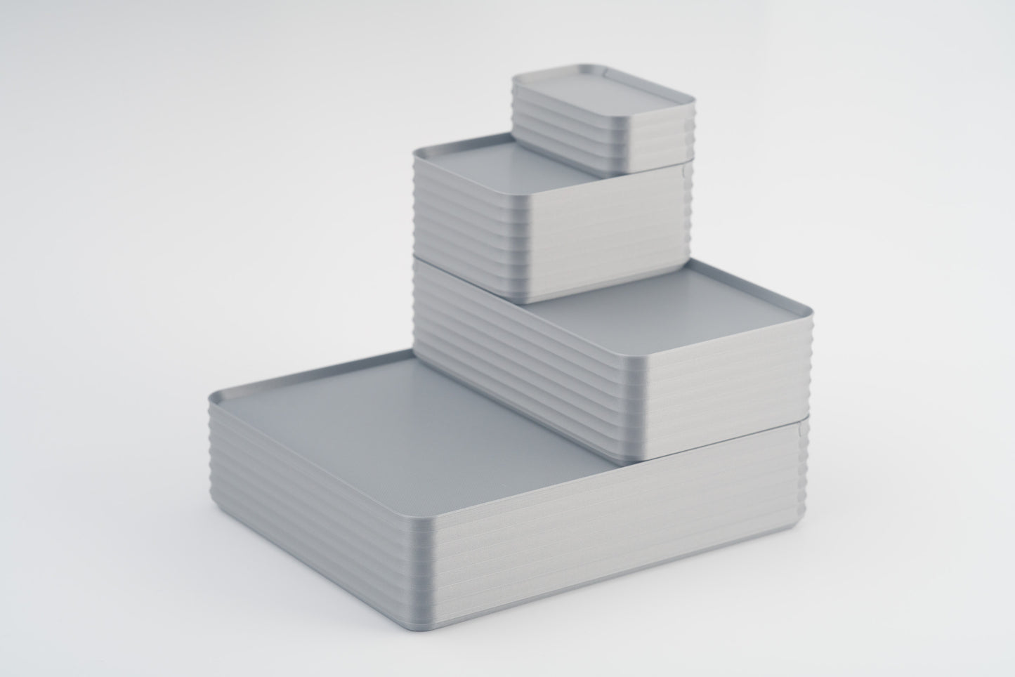 Z Co Projects Rib Series box silver set of four mini, small, original, and double-wide displayed on a white background.
