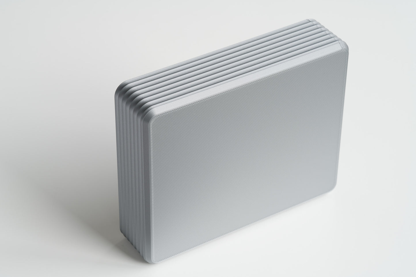 Z Co Rib Series double-wide silver box standing upright on a white background, showing the bottom view and ribbed texture.