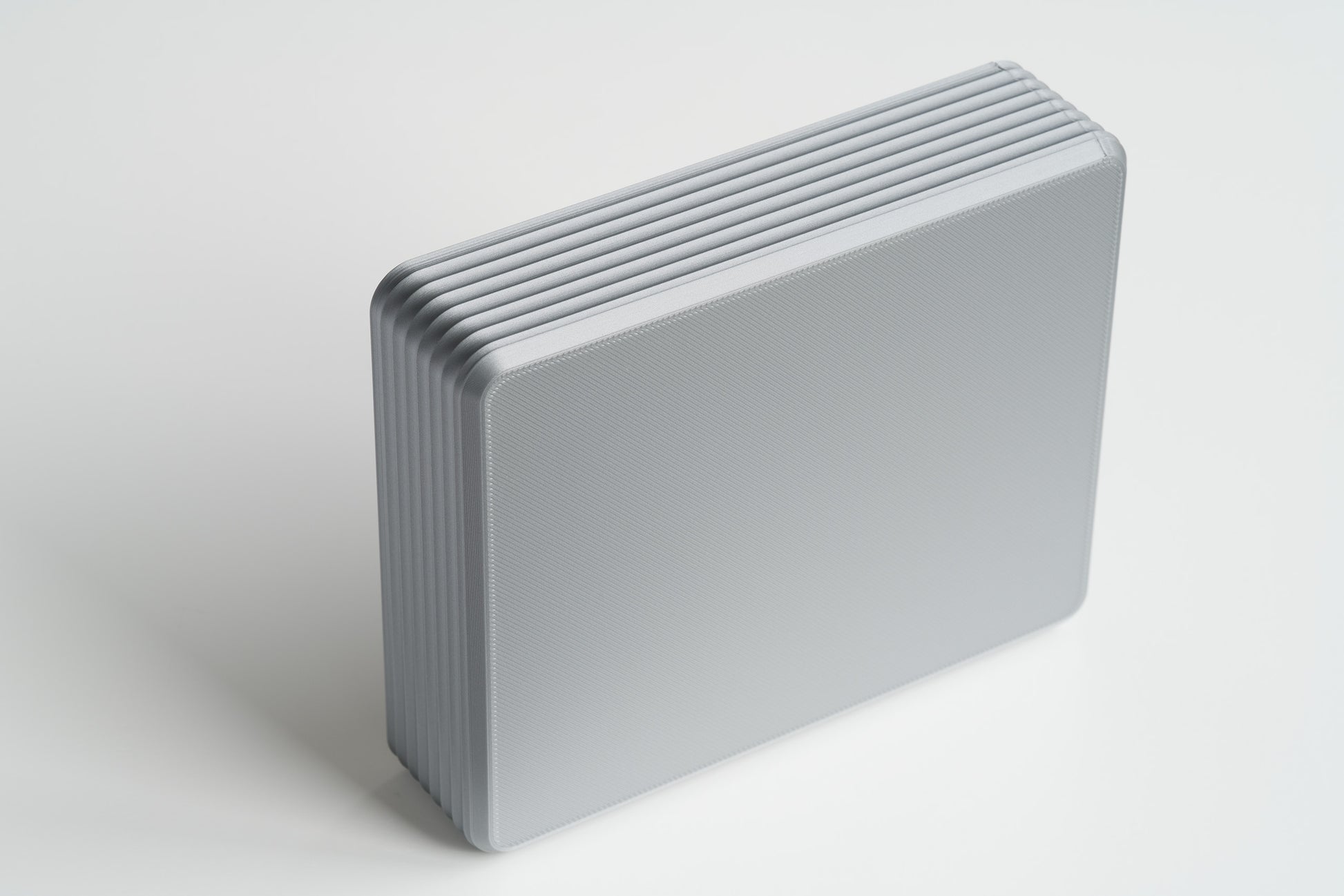 Z Co Rib Series double-wide silver box standing upright on a white background, showing the bottom view and ribbed texture.